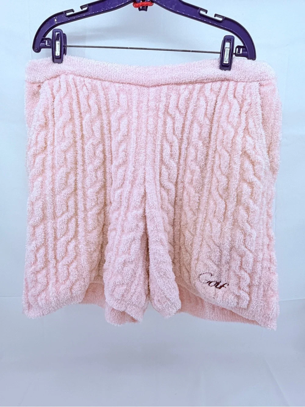 RARE Golf Wang Pink Very Fuzzy Furry Cable Knit Streetwear Shorts, Mens sz L